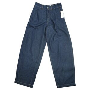 FRAME The Tapered Trouser Jeans 27 NWT Dark Rinse Pleated Wide Leg Denim